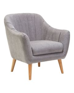 Zurichy Fabric Armchair In Grey With Wooden Legs