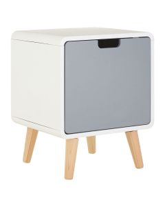 Milo Wooden Bedside Cabinet In White And Grey With 1 Door