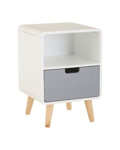 Milo Wooden Bedside Cabinet In White And Grey With 1 Drawer