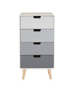 Milo Wooden Chest Of 4 Drawers In In White And Grey