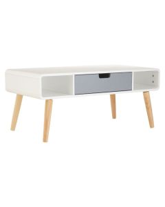 Milo Wooden Coffee Table In White And Grey With 1 Drawer