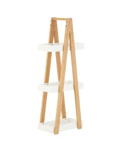 Nostra 3 Tier Wooden Shelving Unit In White High Gloss And Bamboo