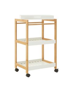 Nostra Wooden Bathroom Shelving Trolley In White And Oak