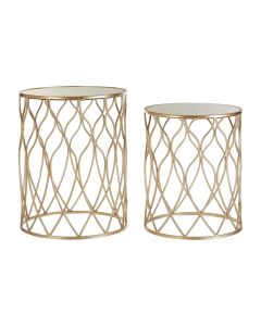 Arcana Mirrored Set Of 2 Side Tables With Champagne Frame