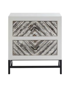 Lombok Clean Lined Wooden Bedside Cabinet In White With 2 Drawers