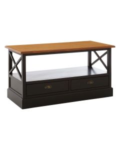 Virginia Wooden Coffee Table In Black With 2 Drawers