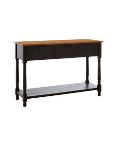 Virginia Wooden Console Table In Black With 3 Drawers