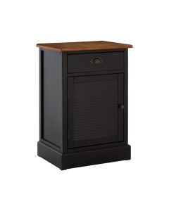 Virginia Wooden Bedside Cabinet In Black With 1 Door And 1 Drawer