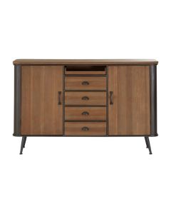 Swinton Wooden Sideboard In Brown With 2 Doors And 4 Drawers