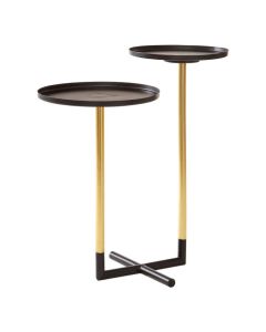 Hadley Metal Duplex Side Tables In Gold And Black