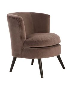 Roset Round Plush Velvet Upholstered Armchair In Grey