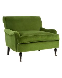Garoua Large Plush Velvet Upholstered Armchair In Green