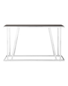 Ackley Black Glass Top Console Table With Stainless Steel Frame