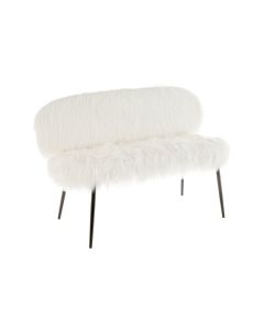 Sabian Faux Fur 2 Seater Sofa In White With Black Metal Legs