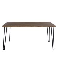 Borough Wooden Dining Table In Natural With Black Metal Legs