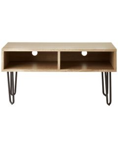 Borough Wooden TV Stand In Natural With 2 Shelves