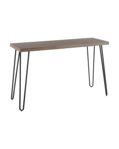 Borough Wooden Console Table In Natural With Black Metal Legs