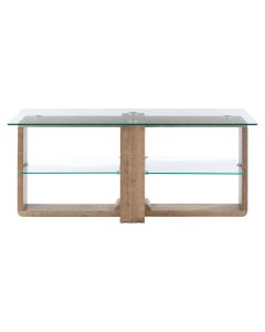 Barton Clear Glass Top TV Stand With Glass Shelf