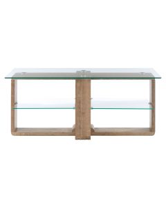 Barton Clear Glass Top TV Stand With Glass Shelf