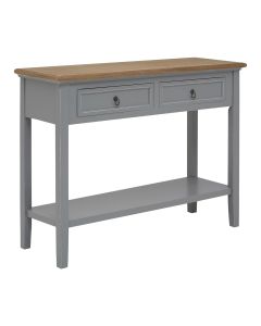 Henley Wooden Console Table In Antique Grey With 2 Drawers