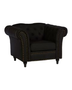 Flint Chesterfield Fabric Upholstered Armchair In Black