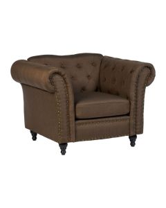 Flint Chesterfield Fabric Upholstered Armchair In Natural