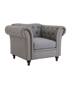 Fable Chesterfield Fabric Upholstered Armchair In Grey