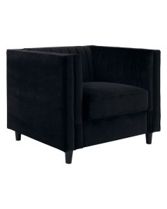 Farah Velvet Upholstered Armchair In Black