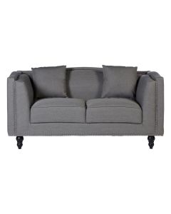 Feya Polyester Fabric 2 Seater Sofa In Grey With Glossy Black Feets