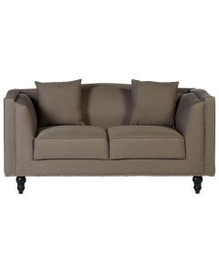 Feya Polyester Fabric 2 Seater Sofa In Mink With Glossy Black Feets