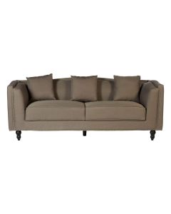 Feya Polyester Fabric 3 Seater Sofa In Mink With Glossy Black Feets