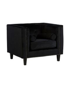 Fethiye Velvet Upholstered Armchair In Black