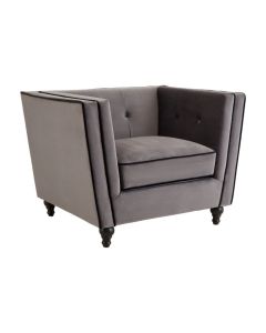 Frejus Velvet Upholstered Armchair In Grey