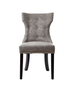 Daxton Faux Leather Dining Chair In Grey Leather Effect