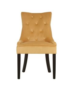 Daxton Velvet Buttoned Dining Chair In Light Gold