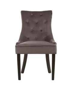 Daxton Velvet Buttoned Dining Chair In Storm Grey