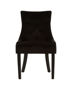 Daxton Velvet Buttoned Dining Chair In Black