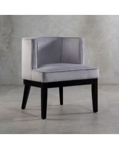 Denton Rounded Velvet Upholstered Armchair In Light Grey