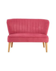 Mia Polyester Velvet 2 Seater Kids Sofa In Pink