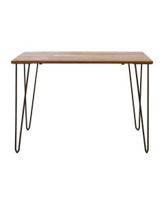 District Wooden Dining Table In Natural With Black Harpin Metal Legs