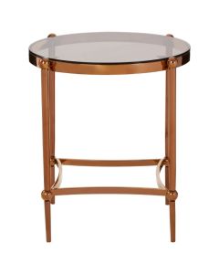 Easton Round Glass Top Side Table With Rose Gold Stainless Steel Legs