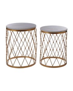 Arcana Marble Set Of 2 Side Tables With Gold Base