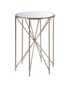 Arcana Round Mirrored Side Table With Champagne Frame