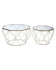 Arcana Glass Set Of 2 Coffee Tables With Champagne Base