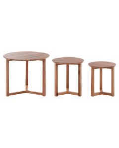 Visby Wooden Set Of 3 Side Tables In Oak