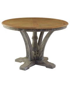 Batavia Round Weathered Wooden Dining Table In Grey