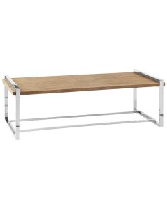 Menteng Wooden Coffee Table In Natural Elm With Stainless Steel Frame