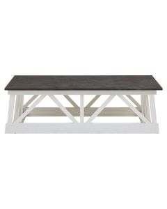 Monas Stone Top Coffee Table With White Wooden Frame
