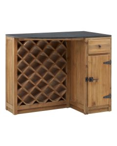 Toba Wooden Bar Storage Cabinet With Wine Rack In Natural