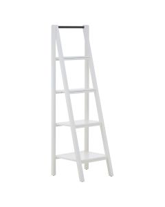 Dayak Ladder Design 4 Tier Wooden Shelving Unit In White